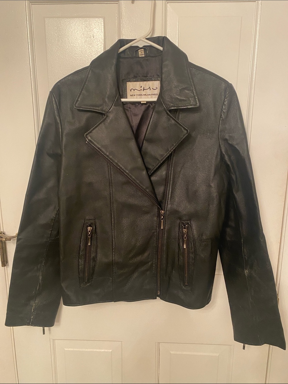 Mitsu black leather jacket